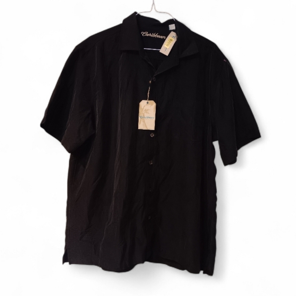Caribbean Men's Black Casual Shirt Sz XL New